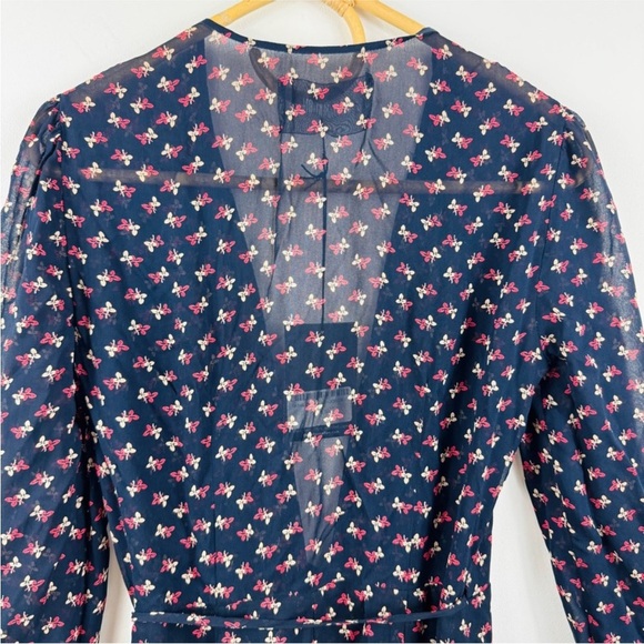 Reformation Dark navy with florals midi wrap dress NWT - Picture 11 of 14